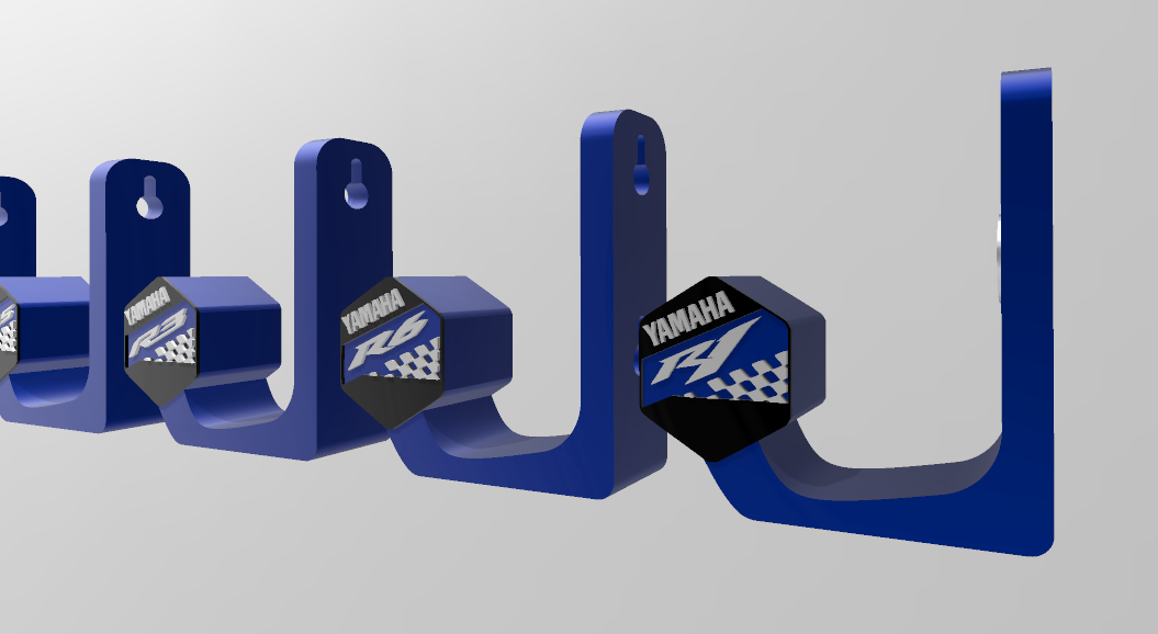 casque soutien mur pack yamaha r15 r25 r3 r6 r1 3D print model - Mito3D