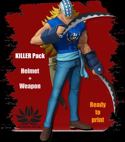 capacete arma of assassino 1 peça cosplay traje luffy brinquedo foice 3d print model - Mito3D