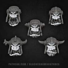 helmeted orc heads bits 3d print model - Mito3D