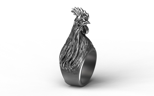 hen cock bird ring feathers rooster cluck animal flyer fowl farm accent chick birds wings garden fightingcock gentsring cnc oxidised 3d print model - Mito3D