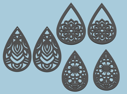 henné style boucles d'oreilles bijoux Indien inspiré mandala mendhi pakistanais Bollywood Collier 3d print model - Mito3D