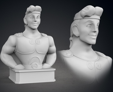 Hercule buste Hercule Walt disney grec Grèce Animé musical animation mythologie Zeus Enfers buste sculpture art 3d print model - Mito3D