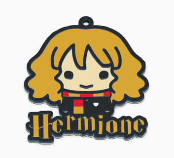 hermione keychain harry potter saga 3d printing stl intelligence cunning friendship design details jewel recollection fun skin white gold red black courage 3d print model - Mito3D