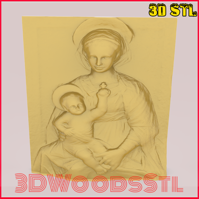 hermitage madonna-and child stl 3d model relief wall decor cnc router engraver artcam aspire files art woodworking digital resin filament wood carving carve maker 3d print model - Mito3D