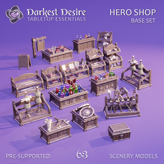 hero shop - base set lotr scenery terrain boardgame interior fantasy wargaming rpg dungeons dragons dnd d&d scatter tabletop furniture miniatures potions weapons 3d print model - Mito3D