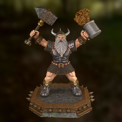 helden 3 schlacht zwerg of wall spiel heroes3 kampfzwerg hammer bier wald elfen fantasie figur hota homm 3d print model - Mito3D