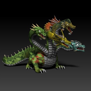kahramanlar 3 kaos hidra model 3d baskı Yazdır sürüngen Ejderha kertenkele Dinozor heroes3 kaoshidra 5heads canavar kale uberunit ölçek pençeler yaratık fantezi minyatürler figürinler 3d print model - Mito3D