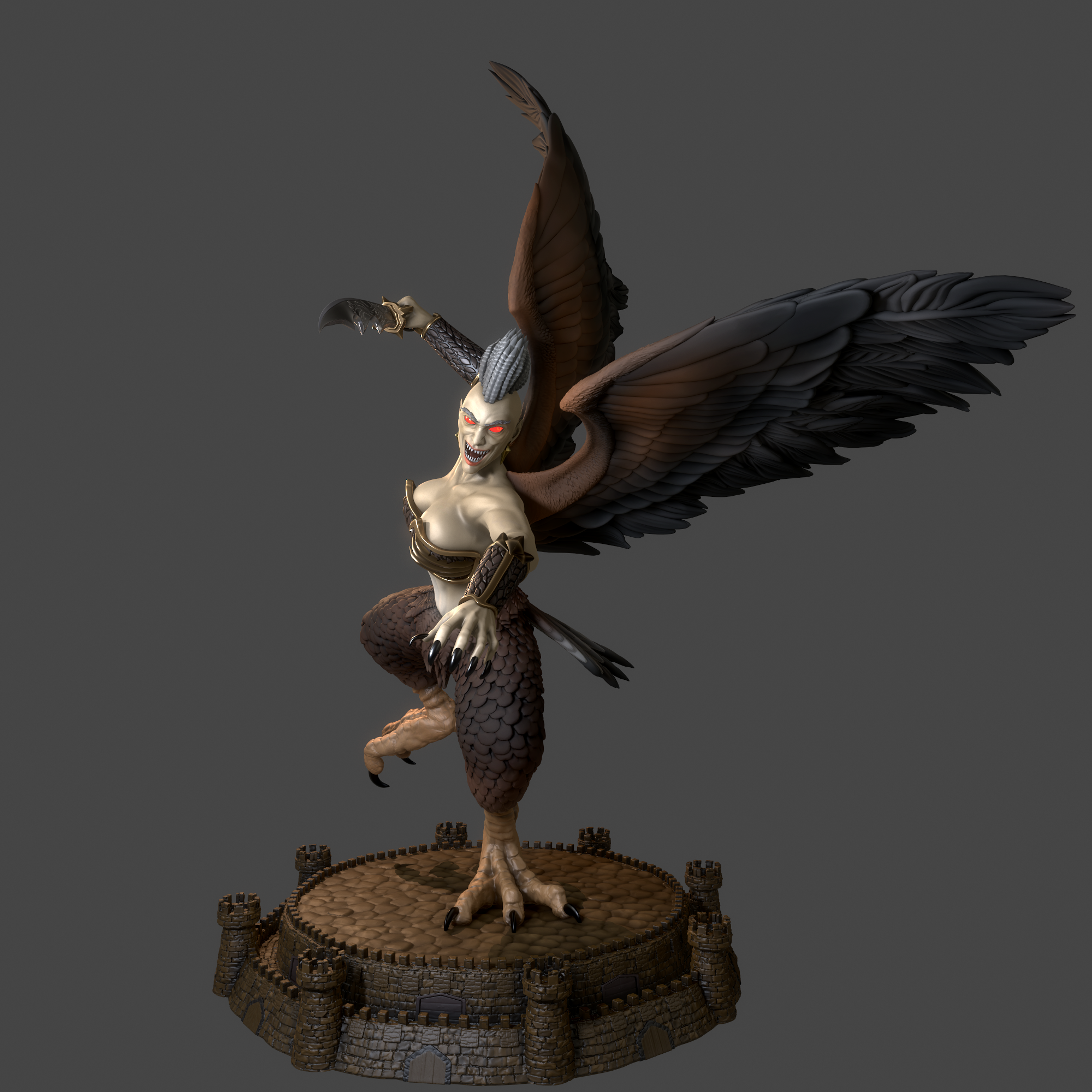 héros 3 harpie vieille sorcière of donjon heroes3 homm unité oiseau fille plume légendaire 3D print model - Mito3D