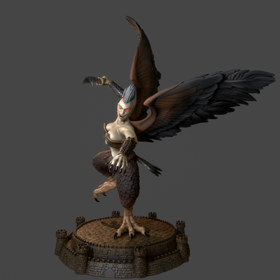 heroes 3 harpy hag of dungeon harpyhag heroes3 homm unit bird girl feather legendary 3d print model - Mito3D