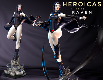 heroic - figure 4 raven 3d printed model dc famale titans 3d print model - Mito3D