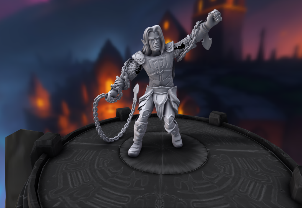 heroscape oscuro duende luchador cadenas juego personalizado dnd miniatura drow combatiente azar meteorito martillo mesa oscuridad guerra juguete 3D print model - Mito3D