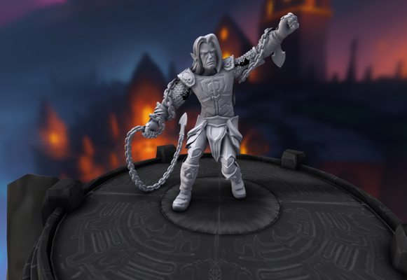 heroscape sombrio duende chainfighter jogos personalizadas dnd miniatura drow lutador meteoro martelo tampo mesa underdark guerra brinquedo 3d print model - Mito3D