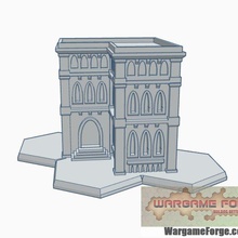 hex based gothic building 10 game battletech 6mm terrain 3d print model - Mito3D