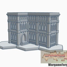 hex based gothic building 22 game battletech 6mm terrain 3d print model - Mito3D