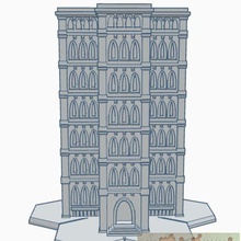 hex based gothic building 26 game battletech 6mm terrain 3d print model - Mito3D