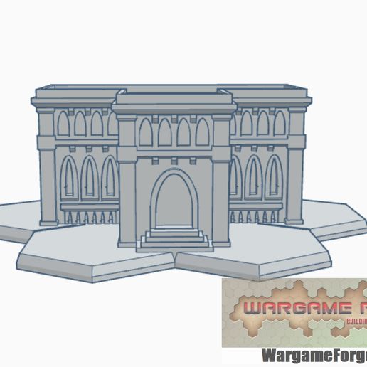 hex based gothic building 5 game battletech 6mm terrain 3D print model - Mito3D