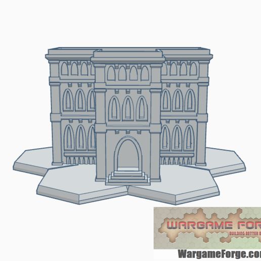 hex based gothic building 6 game battletech 6mm terrain 3D print model - Mito3D