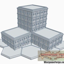 altıgen dayalı modern bina 6 oyun Battletech 6mm arazi 3d print model - Mito3D