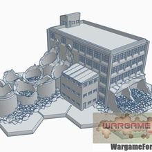 hex based ruined food processing plant game battletech 6mm terrain 3d print model - Mito3D