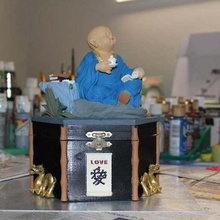 hex caixa pequeno monge a casa recipientes escultura jóias hack 3d print model - Mito3D