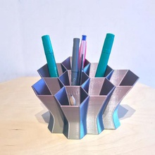 hex desk tidy home fun art organiser pot pen pencil 3d print model - Mito3D