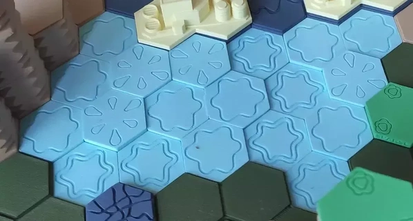hex gaming water tiles 125 suitable battletech scalable hexagon hexagonal 3d terrain 3d print model - Mito3D