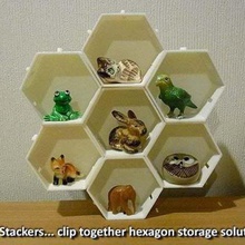 hex stackers home organization workshop useful unique toolbox tidy storage space saving solution simple parts organiser organisation office modular models model linking jewellery household handy garage design containers container compartment collectable colectables clip together clever bedroom bathroom 3d print model - Mito3D