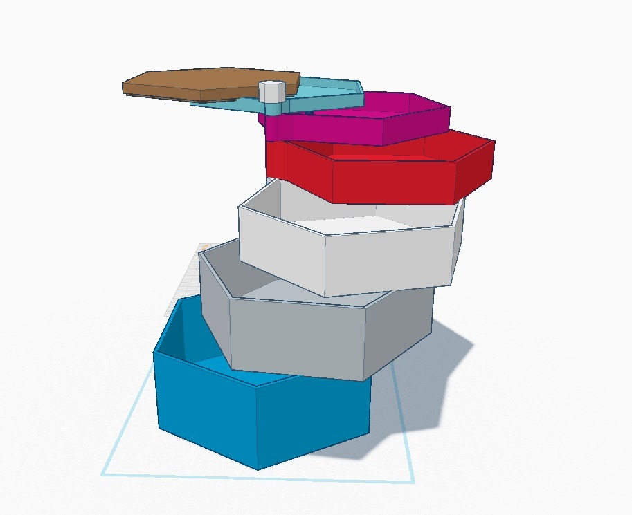 Hexa raf çeşitli Kutu konteynerler 3D print model - Mito3D