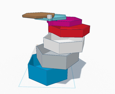hexa estante misc caixa recipientes 3d print model - Mito3D