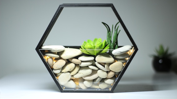 hexa vase modern futuristic art led home decors 3d print model - Mito3D