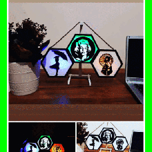 hexagon 3d table lamp art love desktop decor wall gift thophane cture 2d frame 3d print model - Mito3D
