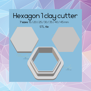 Hexagon Lehm Cutter Digital stl Datei Scharf 7 Größen Polymer 1 Diamant Werkzeug Plätzchen Basic Formen 3d print model - Mito3D