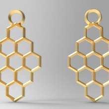hexagon-Ohrringe Schmuck hexagon Ohrringe geometrie honeycomb Kunst Mode 3d print model - Mito3D