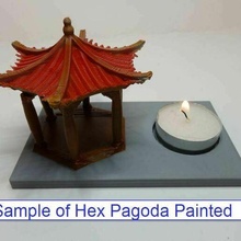 hexagon pagoda tealight candle holder japanese decor 3d print model - Mito3D