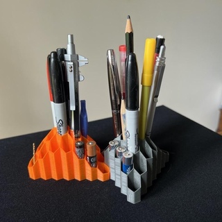 hexagon pen holder art design desk organizer hex pencilholder pencil office 3d print model - Mito3D