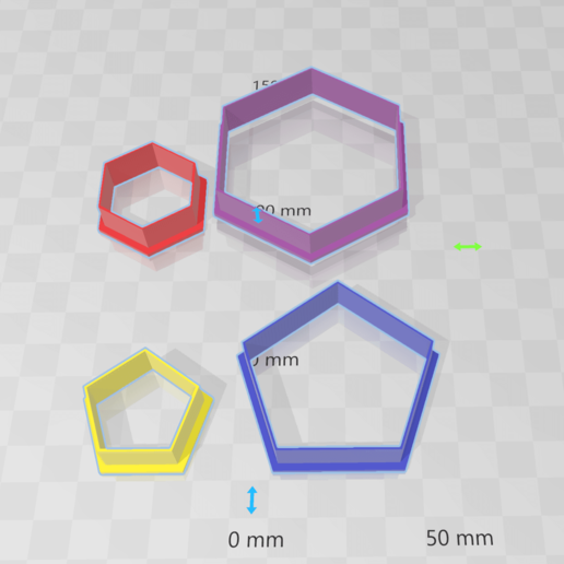 hexagon pentagon cookies cutter 3 6cm home geometric cutters 3D print model - Mito3D