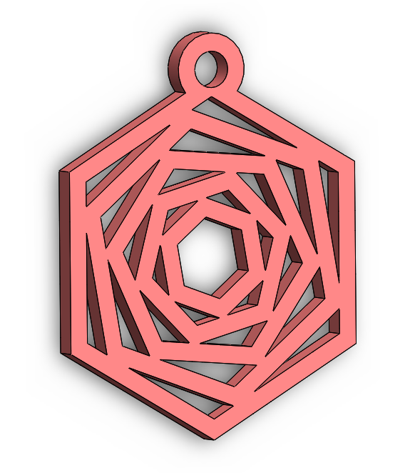 hexagon recursive earrings pendant hexagonal geometric spiral mathart nosupport 3D print model - Mito3D