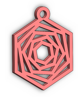 hexagon recursive earrings pendant hexagonal geometric spiral mathart nosupport 3d print model - Mito3D