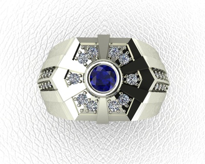 hexagon ring rings gentleman elegant precious stones jewelry 3d print model - Mito3D