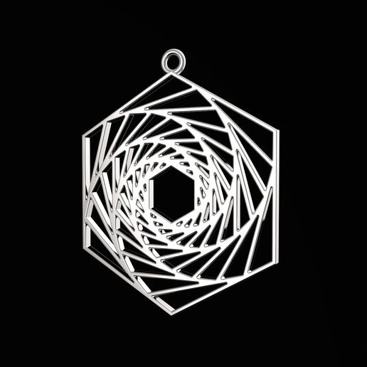 hexagone spirale pendentif 3d impression modèle bijoux 3D print model - Mito3D