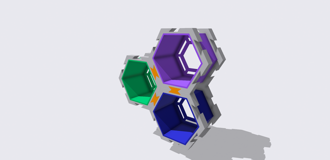 Hexagon Lager klein Box verhexen Container Anzeige 3d print model - Mito3D