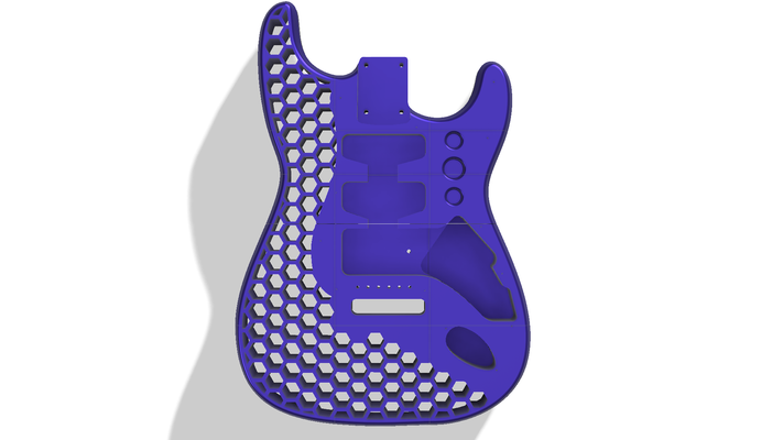 hexagon stil stratocaster fender körper gadget gitarre elektrisch musical instrument 3d drucken strat design musik felsen benutzerdefiniert jahrgang teile diy modell musiker enthusiast 3d print model - Mito3D