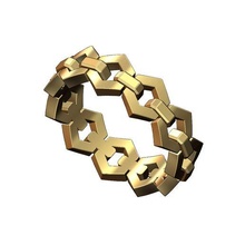 hexagonal chain link band sizes 6 7 8 3d print model jewelry hexagon honey comb faceted geometric ring fashion printable gold silver jewellery sterling modern rings 3d print model - Mito3D