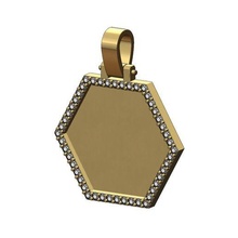 hexagonal diamond memory picture pendant 3d print model jewelry hexagon engraving printable gold silver jewellery engravable necklace luxury swag hiphop bling rap pendants 3d print model - Mito3D