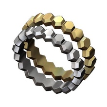 altıgen yönlü ödünç vermek grup 3d Yazdır model takı faset geometrik yüzük düğün nişan moda yazdırılabilir altın gümüş mücevher sterlin modern düşük profil elmas Desen 3d print model - Mito3D