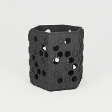 hexagonal holder penholder desk organise organiser work house shape modern hexagon hex container art 3d print model - Mito3D
