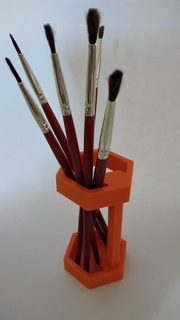 hexagonal paintbrush holder openscad stand pen pencil art tools 3d print model - Mito3D