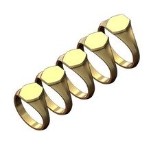 hexagonal plataforma sinete anel tamanhos 5to9 3d impressão modelo joalheria gravável imprimível ouro prata jóias gravação iniciais 3d print model - Mito3D
