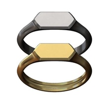 hexagonal perfil sinete anel 3d impressão modelo joalheria Casamento noivado discreto moda imprimível ouro prata jóias hexágono esterlina luxo acessórios moderno clássico 3d print model - Mito3D
