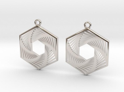 hexagonal recursion earrings Jewelry pendants math art geometry hexagon recursive fractal 3d print model - Mito3D
